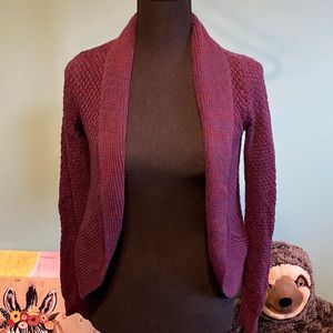 Bongo Junior’s Small Burgundy with Blue Specks Cardigan Sweater EUC
